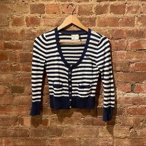 NEW Guess Navy Striped cropped gold button top